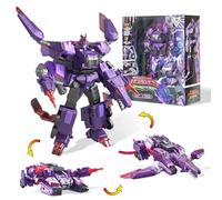 QUANTUM HEROES DINOSTER Robot Transforming 3 en 1 Mosa Storm, 8,66 Pulgadas, Juguetes para Niños, Carroza y Robot Transformador para Niños y Niñas 5 6 7 8 9 10 Años, Morado