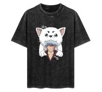 Quanu Gintama Gintoki Sakata Mens Black T-Shirt XL