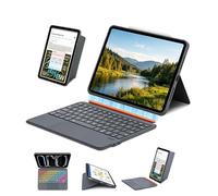 QUARK Funda para iPad de 11ª/10ª generación con teclado, retroiluminación de 7 colores, teclado desmontable para iPad Air de 11 pulgadas M3/M2 y iPad Pro 11 (1ª/2ª/3ª/4ª) y iPad Air 5/4 con trackpad
