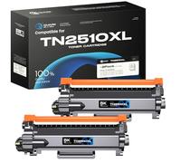 Quark TN2510XL Tóner TN-2510XL Cartucho de Tóner Compatible para Toner Brother MFC-L2800DW HL-L2400DW HL-L2400DWE DCP-L2620DW DCP-L2627DW MFC-L2827DW MFC-L2835DW MFC-L2860DW HL-L2447DW(2 Negros)