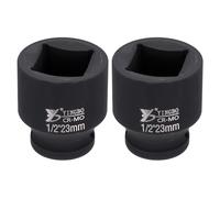 QUARKZMAN 1/2" Drive 23mm Metrica A Impatto Quadrata 1.8" (45mm) Lunghezza Acciaio 40CR Fosfatazione Standard Manicotto Ruota Attrezzo Per Riparazione Auto Meccanica Uso Domestico