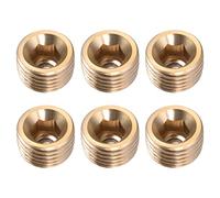 QUARKZMAN 1/4 Pulgadas G Macho Latón Tubería Accesorios x 6uds Hexagonal Contador Enchufe Adaptador Conectores Acoplamiento para Industrial, Oro