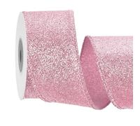 QUARKZMAN 1.6 "/4cm Cinta Con Cable Brillante, Cinta Iridiscente Rosa Claro Brillante 5 Yardas Para Decoración De Árbol De Navidad Tiara Envoltorio De Regalo, Con Borde Metálico