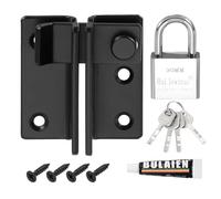 QUARKZMAN 1-Pack Pestillos Abatibles, 2.4 Pulgadas Cerradura De Seguridad Para Puerta En Acero Inoxidable Con Candado Acabado Cepillado Para Puertas[Apertura Derecha, Negro]