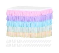QUARKZMAN 1 Paquete 9 pies Falda de Mesa Multicolor Tutú Mantel de Volantes para Mesa Rectangular o Redonda Cubierta para Decoración de Mesa de Cumpleaños Bodas Tartas Postres