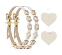 QUARKZMAN 1 Par De Tirantes Para Zapatos De Tacón, Banda De Tobillo Desmontable Con Piedras Y Cuero PU Para Mujer Zapatos De Tacón Sueltos Sandalias, Blanco Brillante