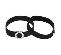 QUARKZMAN 1 Par De Tirantes Para Zapatos De Tacón, Banda Elástica Antideslizante Y Desmontable Para Mujeres Zapatos De Tacón Sandalias Pantuflas, Negro, Circulo Simple Con Estrás