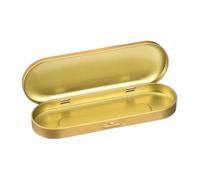 QUARKZMAN 1 Pc Caja De Metal Ovalada, 6.9x2.4x0.7 Pulgadas Caja Vacía Con Tapa Bisagra Mini Contenedor Portátil Para Dulces Alfileres Manualidades, Dorado