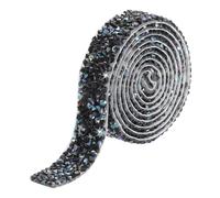 QUARKZMAN 1 Pieza Cinta de Diamantes de Resina Adhesiva de 1 Yarda x 15mm con Pedrería para Ropa y Manualidades Negro AB