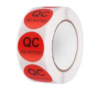 QUARKZMAN 1 Rollo 500 Pcs Etiquetas de Rechazo de Control de Calidad, Pegatinas de Control de Calidad de Inventario Redondas de 1 Pulgada para Organización de Gestión de Almacén, Rojo