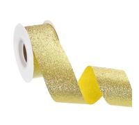 QUARKZMAN 1 Rollo Cinta de Satén Brillante, 38mm x 10 Yardas Cintas para Coronas, Cinta de Tela Brillante para Hacer Lazos, Envoltura de Regalos, Decoración Fiestas, Brillante Dorado