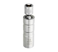 QUARKZMAN 1 Unidad Juego De Casquillos para Bujías 3/8" De Accionamiento 18mm Giratorio Magnético 12 Puntos Pared Delgada Casquillo para Bujías con Giro De 360 Grados Acero CR-V Plateado