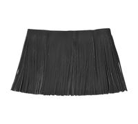 QUARKZMAN 1 Yarda 8 Pulgadas Borla de Imitación de Cuero Doble Cara Franja de Cuero para Coser Manualidades de Vestido Decoración de Falda, Negro