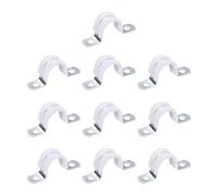 QUARKZMAN 10 abrazaderas rígidas para tuberías de 13/16 pulgadas, 2 orificios, soporte en U, abrazaderas para cables, abrazaderas para conductos, clips de tensión, color plateado