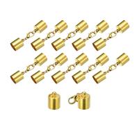 QUARKZMAN 10 Juegos 10 mm Terminales de Cordón de Cuero con Cierres de Garra de Langosta Terminadores de Barril para Hacer Pulseras de Cuero Tono Dorado