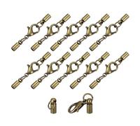 QUARKZMAN 10 Juegos 3 mm Terminales de Cordón de Cuero con Cierres de Garra de Langosta Terminadores de Barril para Hacer Pulseras de Cuero Tono Bronce