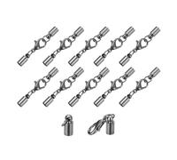 QUARKZMAN 10 Juegos 4 mm Terminales de Cordón de Cuero con Cierres de Garra de Langosta Terminadores de Barril para Hacer Pulseras de Cuero Color Negro Metálico