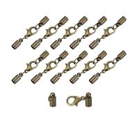 QUARKZMAN 10 Juegos 4 mm Terminales de Cordón de Cuero con Cierres de Garra de Langosta Terminadores de Barril para Hacer Pulseras de Cuero Tono Bronce