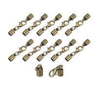 QUARKZMAN 10 Juegos 5 mm Terminales de Cordón de Cuero con Cierres de Garra de Langosta Terminadores de Barril para Hacer Pulseras de Cuero Tono Bronce