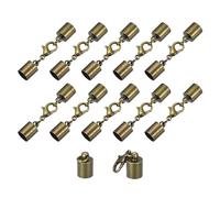 QUARKZMAN 10 Juegos 7 mm Terminales de Cordón de Cuero con Cierres de Garra de Langosta Terminadores de Barril para Hacer Pulseras de Cuero Tono Bronce