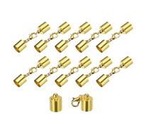 QUARKZMAN 10 Juegos 9 mm Terminales de Cordón de Cuero con Cierres de Garra de Langosta Terminadores de Barril para Hacer Pulseras de Cuero Tono Dorado