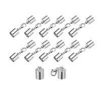 QUARKZMAN 10 Juegos 9 mm Terminales de Cordón de Cuero con Cierres de Garra de Langosta Terminadores de Barril para Hacer Pulseras de Cuero Tono Rodio