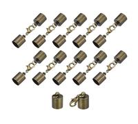 QUARKZMAN 10 Juegos 9 mm Terminales de Cordón de Cuero con Cierres de Garra de Langosta Terminadores de Barril para Hacer Pulseras de Cuero Tono Bronce
