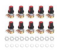 QUARKZMAN 10 Juegos De Kit De Potenciómetro WH148 B2K Ohm, Resistencias Variables De 3 Pines Potenciómetro Rotatorio Lineal Simple Con Perillas Giratorias Rojas Y Negras Y Tuercas, Arandelas