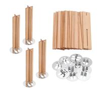 QUARKZMAN 10 Juegos de Mechas de Vela de Madera, 0.6 X 3 Pulgadas Mechas Naturales de Madera con Soporte en Forma de Cruz Núcleos de Vela Suministros