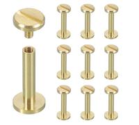 QUARKZMAN 10 Juegos De Tornillos Remaches Chicago M4x20mm Metal Cabeza Phillips Poste Clavijas Remaches Tornillos Conectores Para Manualidades Bolsos Encuadernación De Libros, Latón
