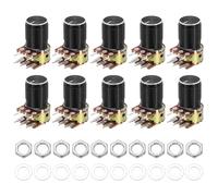 QUARKZMAN 10 Juegos WH148 B100K Ohm Kit Potenciómetro 6 Pines Eje Partido Taper Lineal Y Rotativo doble Potenciómetro Audio Con Perilla Tuerca Y Arandela Para Control De Volumen.