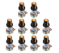 QUARKZMAN 10 Juegos WH148 B100K Ohm Potenciómetro Kit, 3 Pasadores Variable Resistencias Simples Lineales Rotativo Potenciómetro con Naranjas Giratorias Perillas
