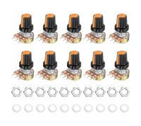 QUARKZMAN 10 Juegos WH148 B2K Ohm Kit De Potenciómetro, Resistencias Variables De 3 Pines Potenciómetro Rotatorio Lineal Simple Con Perillas Giratorias Naranja Negro Y Tuercas Arandelas