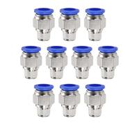 QUARKZMAN 10 pcs Conector Rápido de Empujar para Conectar Tubo de 12mm OD X 1/4" NPT Roscado Macho Recto Conector Rápido de Cobre para Sistemas de Aire Industrial PC12-N02, Azul