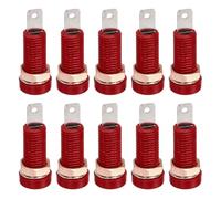 QUARKZMAN 10 Pcs Conectores Banana, 24A 8 x 4mm Montaje por Inserción/Soldadura De Latón, Enchufe Hembra Panel Conector Banana, Adaptador De Poste De Unión 4mm para Conectores Banana, Rojo