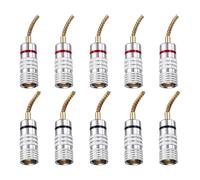 QUARKZMAN 10 Pcs Conectores Banana De Pin Flexible 8.5mm (5/16") Conector Jack Banana 2mm Chapados En Oro para Terminales con Resorte Cable De Altavoz Brillante