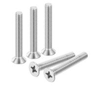 QUARKZMAN 10 Pcs M8-1.25x55 Tornillos De Máquina Cabeza Avellanada Cruz Phillips Para Fijaciones 304 Acero Inoxidable Plateado Para Enchufes De Pared Reparaciones Del Hogar