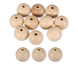 QUARKZMAN 10 Pcs Madera De 25mm, Cuentas De Madera Redondas Naturales Sin Acabado Cuentas Separadoras Sueltas Para Hacer Joyería Manualidades DIY Guirnaldas Macramé Decoración.