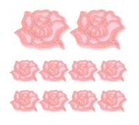 QUARKZMAN 10 Pcs Parches De Rosas Autoadhesivos, 1.85 x 1.54 Pulgadas Adorables Parches Bordados De Flores Para Coser En Ropa Chaquetas Mochilas Zapatos Accesorios De DIY Bolsas, Rosa Claro