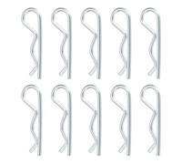 QUARKZMAN 10 Pcs Pasador De Enganche, 1.8mm x 32mm Clips R De Acero Al Carbono Alfileres De Retención De Alambre Kit De Variedades Para Remolques Tractores Carros De Césped, Plateado