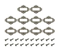 QUARKZMAN 10 Pcs Porta Etichette In Metallo 5.5x4.3cm Cornice Vintage Per Etichette Con Motivo Floreale E Pizzi Con Per Scatole Archivio Cassetti Armadi Librerie Colore Verde Bronzo