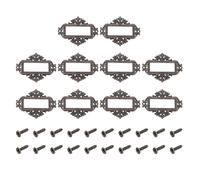 QUARKZMAN 10 Pcs Porta Etichette In Metallo 5.5x4.3cm Cornice Vintage Per Etichette Con Motivo Floreale E Pizzo Con Per Scatole Archivio Cassetti Armadi Librerie Colore Bronzo