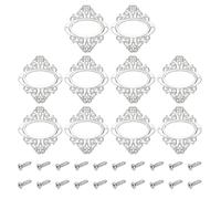 QUARKZMAN 10 Pcs Porta Etichette In Metallo, 5.6x6.6cm Cornice Vintage Per Etichette Con Motivo Floreale E Pizzo Con Per Scatole Archivio Cassetti Armadi Librerie, Bianco Nichel