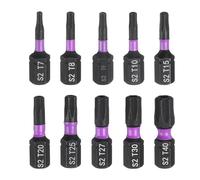 QUARKZMAN 10 Pcs Puntas de Destornillador Torx Tt7-Tt40 Hexagonal de 1/4" de 25 Mm/1" Longitud, Cabeza Magnética de 6 Puntas, Puntas de Destornillador S2 con Agujero