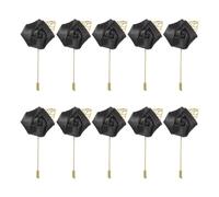 QUARKZMAN 10 Pcs Ramilletes de Novio Alfileres de Ramillete de Rosa 2"x3.5" para Hombres Ceremonia de Boda Aniversario Cena Formal Fiesta Decoración de Traje Negro