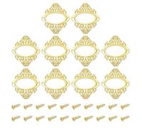 QUARKZMAN 10 Pezzi Porta Etichette In Metallo, 5.6x6.6cm Cornice Vintage Per Etichette Con Motivo Floreale E Pizzi Inclusi Per Scatole Archivio Cassetti Armadi Librerie, Colore Oro