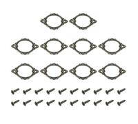 QUARKZMAN 10 Pezzi Porta Etichette In Metallo, 6.8x4.3cm Cornice Vintage Per Cartellini Con Fiori E Pizzi Porta Etichette Con Per Scatole Archivio Cassetti Armadi Librerie, Bronzo Verde