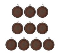 QUARKZMAN 10 Piezas Bandejas Para Colgantes, 20 Mm Redondas Bases De Madera Para Cabujón Cuadros Vacíos Bandejas Biseles Para Joyería Manualidades DIY Fotos, Marrón Oscuro