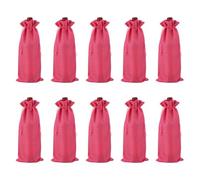 QUARKZMAN 10 Piezas Bolsas De Vino De Arpillera, Bolsas Regalo para Botellas De Vino con Cordones, Fundas para Botellas De Licor para Favores De Boda Navidad Cumpleaños Fiestas, Rojo Rosa