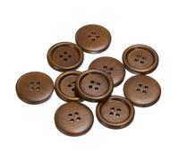 QUARKZMAN 10 piezas de 44L Botones de Costura de Madera 1-1/8" (28mm) 4 Agujeros Botones Redondos de Madera de Repuesto para Manualidades de Ropa DIY Decoración, Café